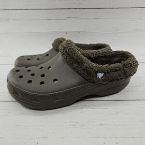 Crocs Mammoth‎ Lined Clogs Womens 9 Mens 7 Brown Slip On Shoes Clogs Slippers